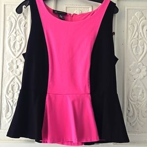 INC Colorblock Peplum Sleveless Top Size Large